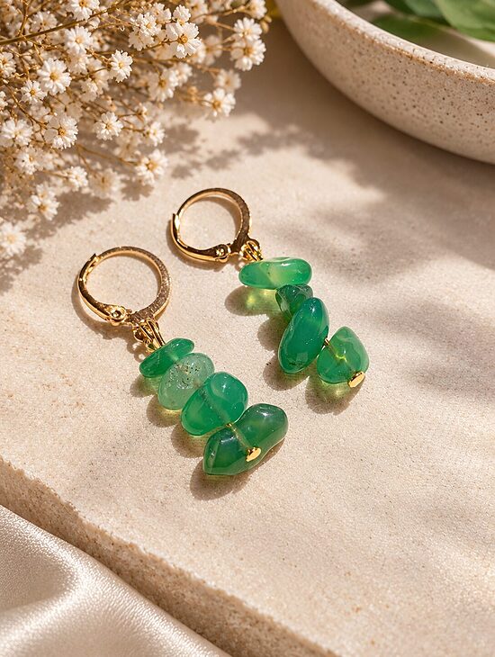 Χειροποίητα Σκουλαρίκια Emerald Drops