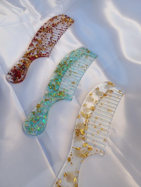 NEW🌸 Crystal Bloom Comb – Χειροποίητη Χτένα από Υγρό Γυαλί