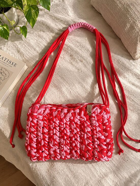 Red & Pink Handmade Crochet Bag