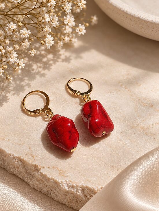 Χειροποίητα Κόκκινα Σκουλαρίκια Ruby Red